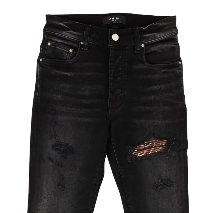 Amiri Distressed MX1 Bandana Skinny Jeans Black