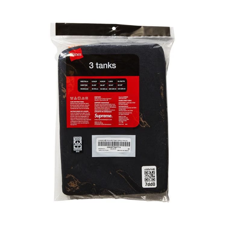 Supreme x Hanes Tagless Tank Tops (3 Pack) Black
