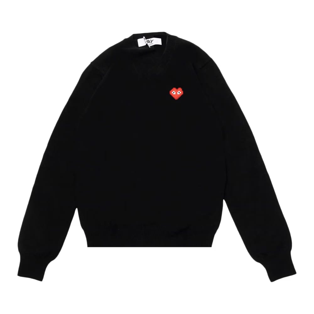 Comme des Garçons PLAY Heart V Neck Pullover Black