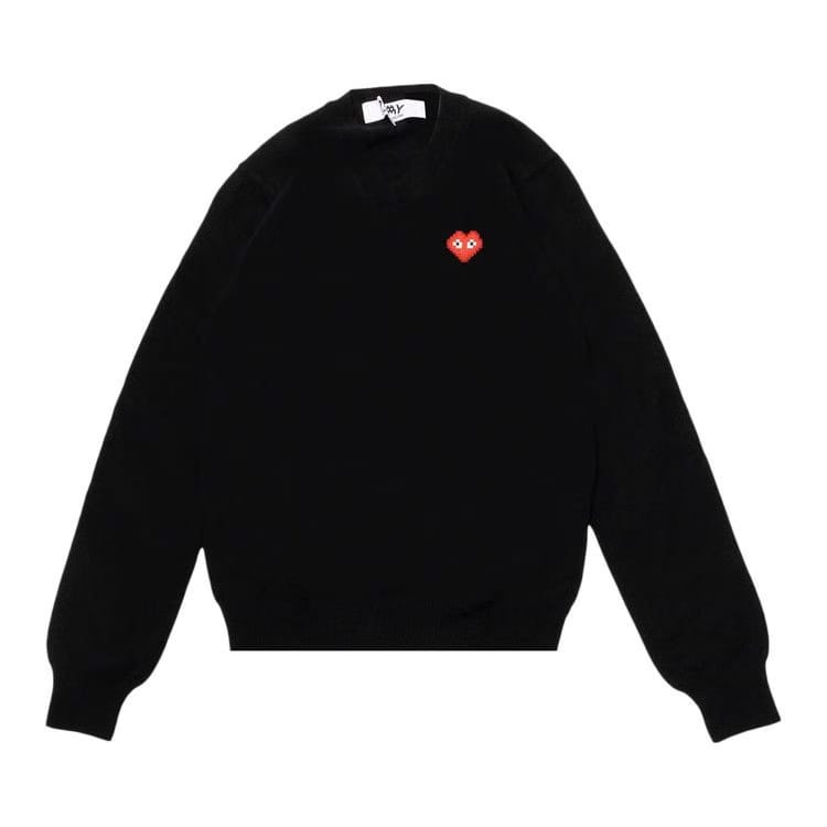 Comme des Garçons PLAY Heart V Neck Pullover Black