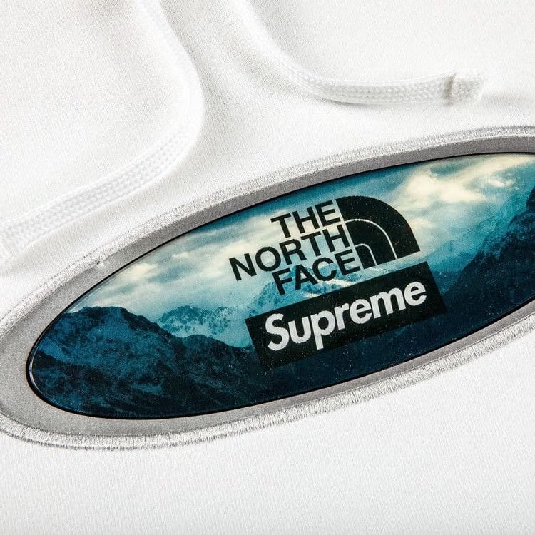 Supreme x The North Face Lenticular Mountains Hoodie White