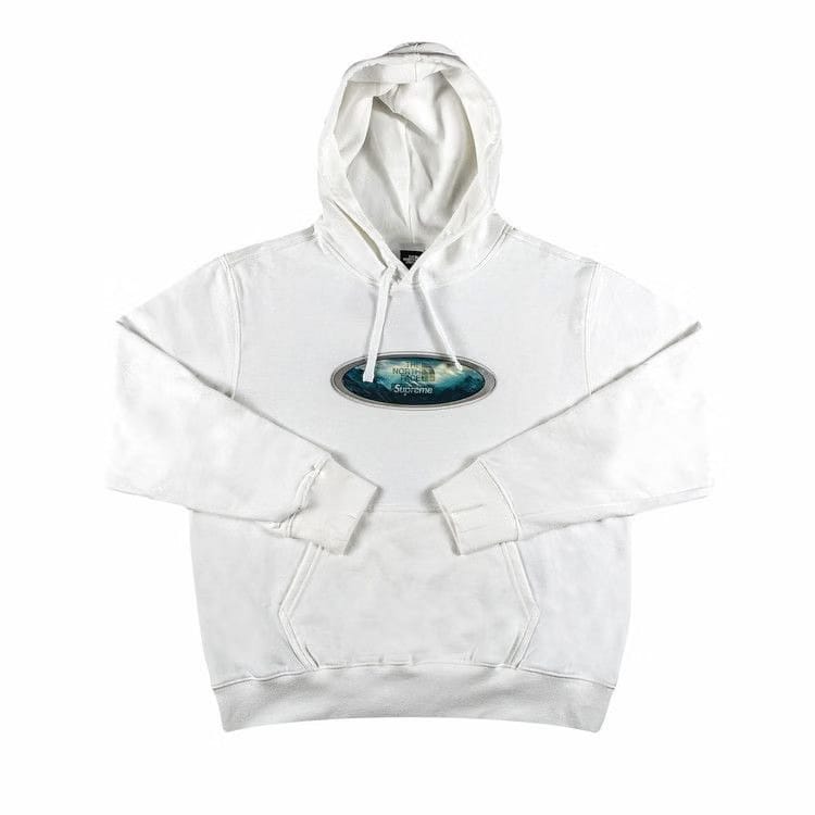 Supreme x The North Face Lenticular Mountains Hoodie White