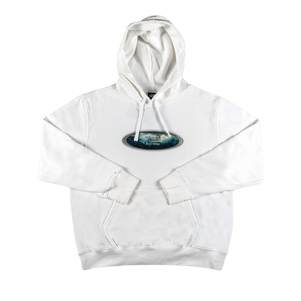 Supreme x The North Face Lenticular Mountains Hoodie White
