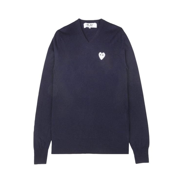 Comme des Garçons PLAY Heart V-Neck Sweater Blue