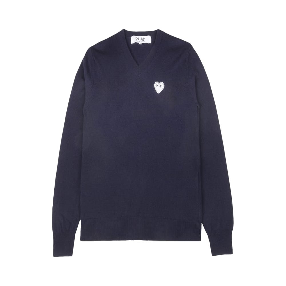Comme des Garçons PLAY Heart V-Neck Sweater Blue