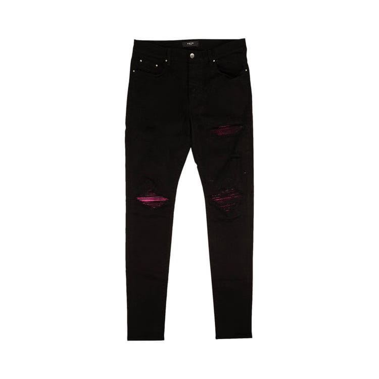 Amiri MX1 Cracked Distressed Jeans Black/Pink