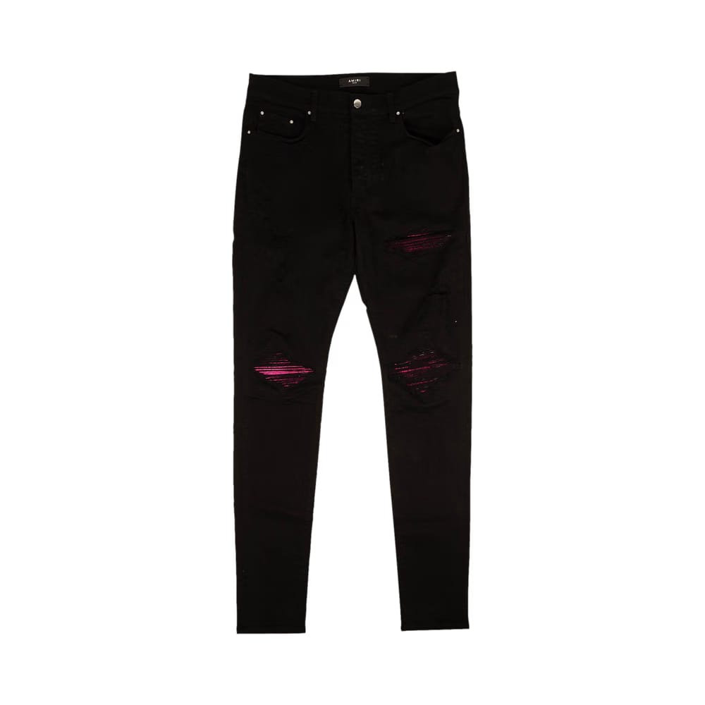 Amiri MX1 Cracked Distressed Jeans Black/Pink