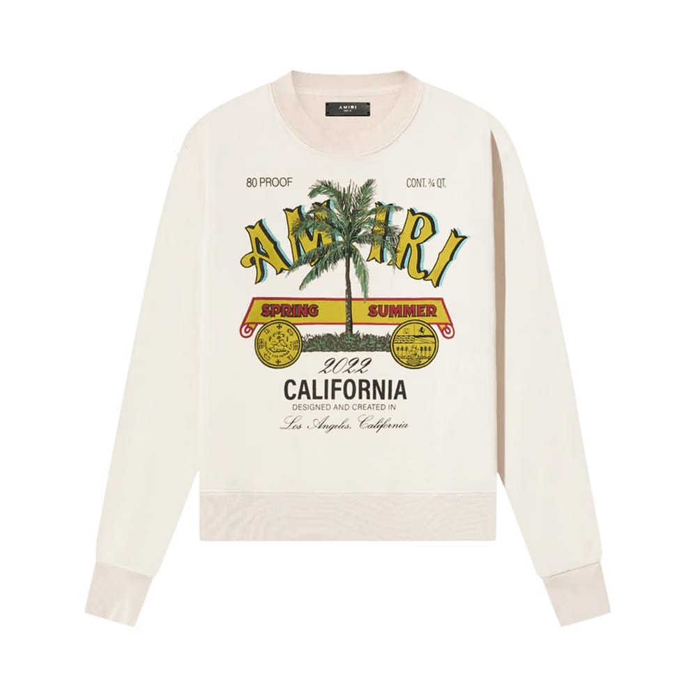 Amiri Rum Label Long-Sleeve Crew Almond
