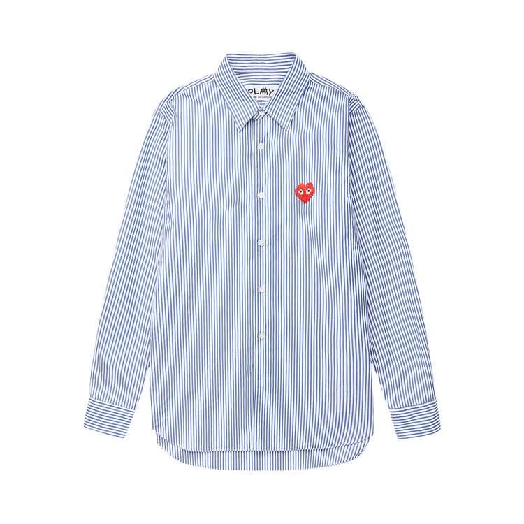 Comme des Garçons PLAY x Invader Heart Stripe Shirt Blue/White Stripe