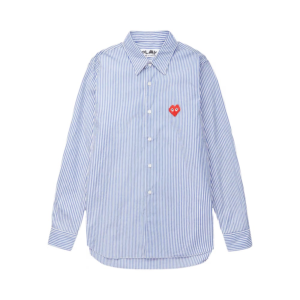 Comme des Garçons PLAY x Invader Heart Stripe Shirt Blue/White Stripe