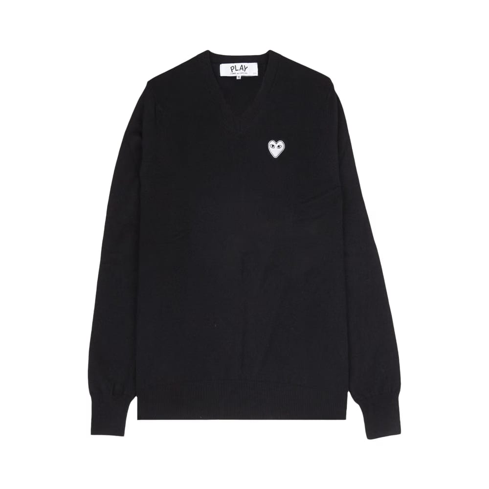 Comme des Garçons PLAY Heart V-Neck Sweater Black