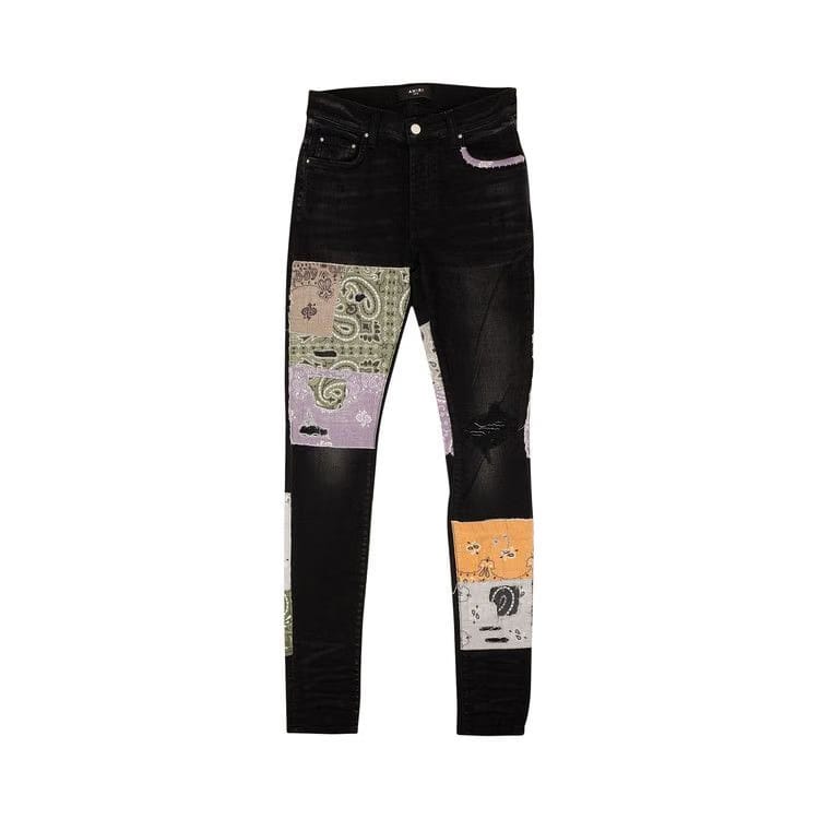 Amiri Bandana Art Patch Jeans Black