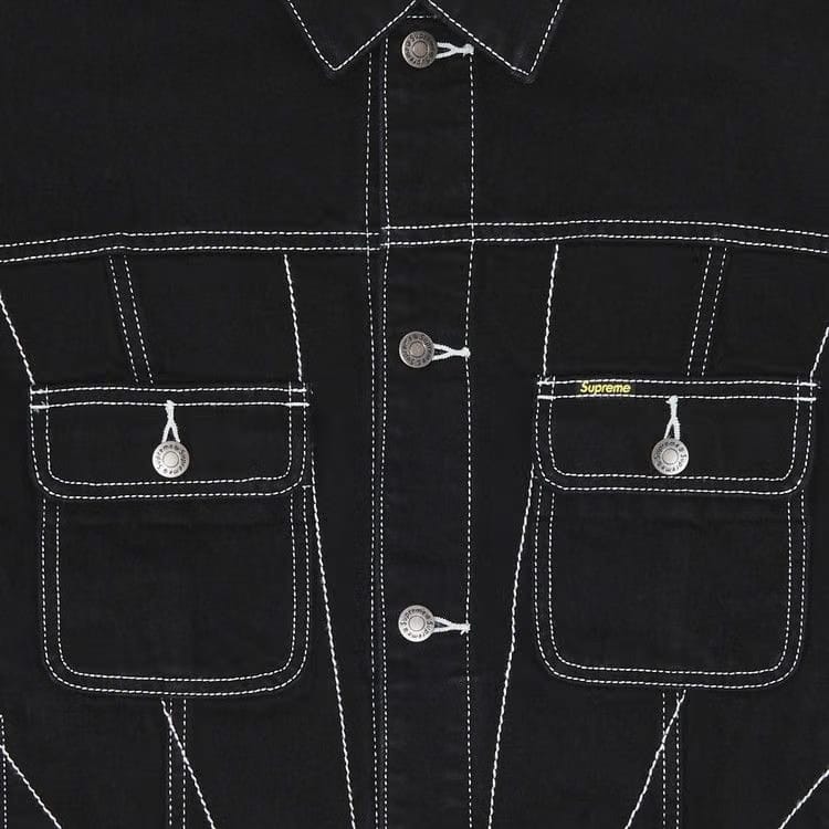 Supreme Radial Embroidered Denim Trucker Jacket Black