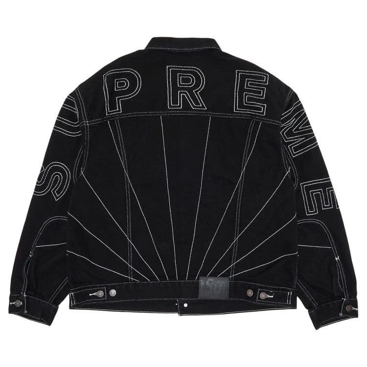 Supreme Radial Embroidered Denim Trucker Jacket Black