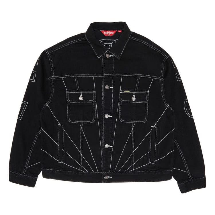 Supreme Radial Embroidered Denim Trucker Jacket Black