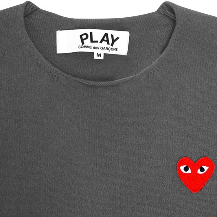 Comme des Garçons PLAY Red Heart Sweater Grey