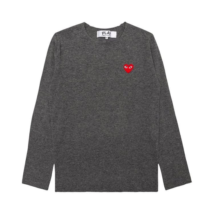 Comme des Garçons PLAY Red Heart Sweater Grey
