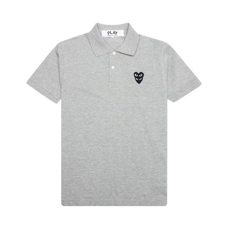 Comme des Garçons PLAY Stacked Heart Polo Shirt Grey/Black