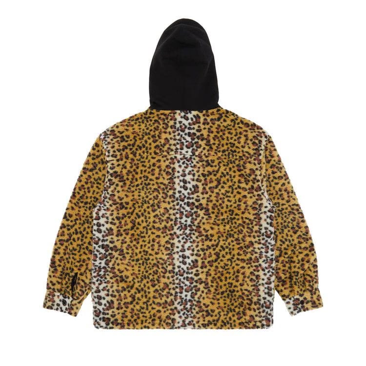 Supreme Fleece Zip Up Hooded Shirt Brown Leopard