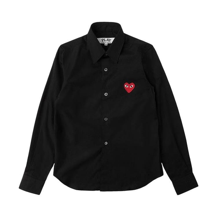 Comme des Garçons PLAY Red Heart Button Up Black