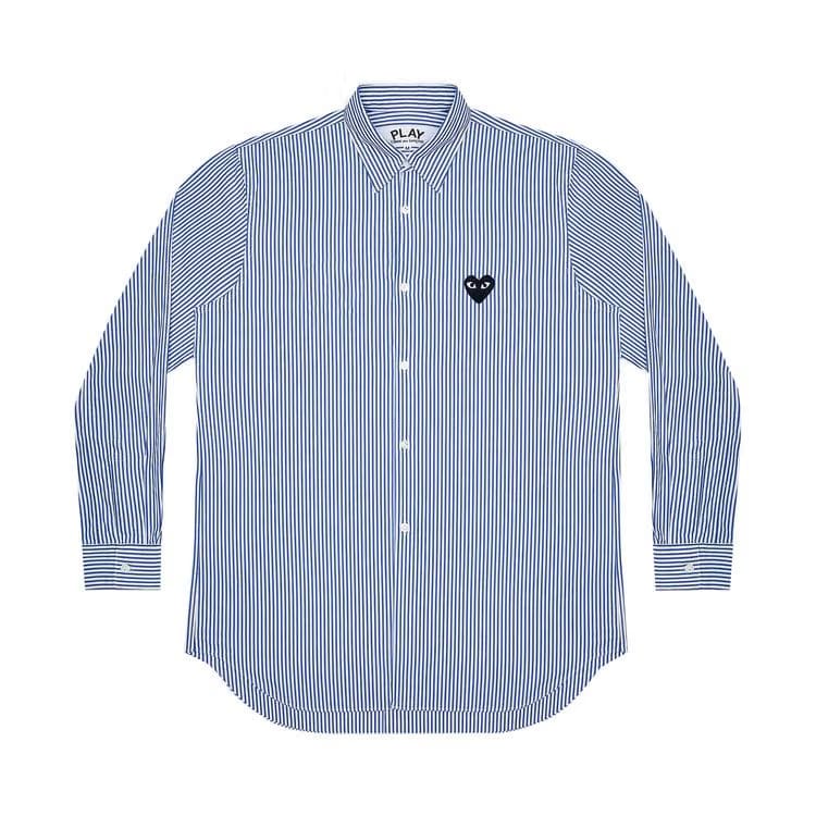 Comme des Garçons PLAY Striped Heart Patch Shirt Blue