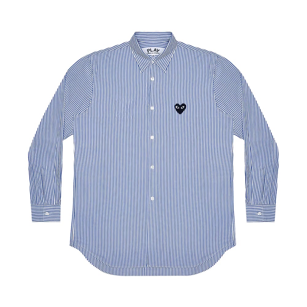 Comme des Garçons PLAY Striped Heart Patch Shirt Blue