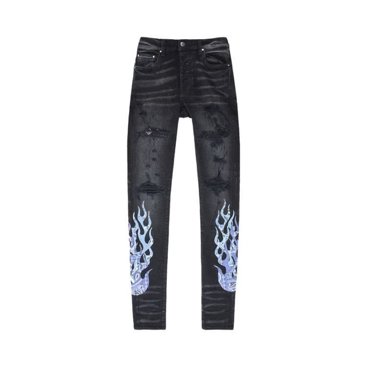 Amiri Bandana Flame Jean Aged Black Blue