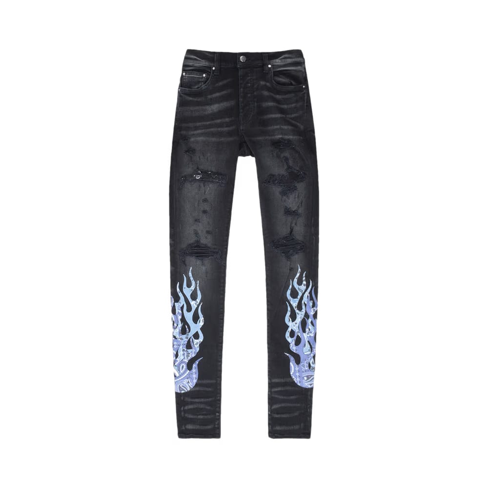 Amiri Bandana Flame Jean Aged Black Blue