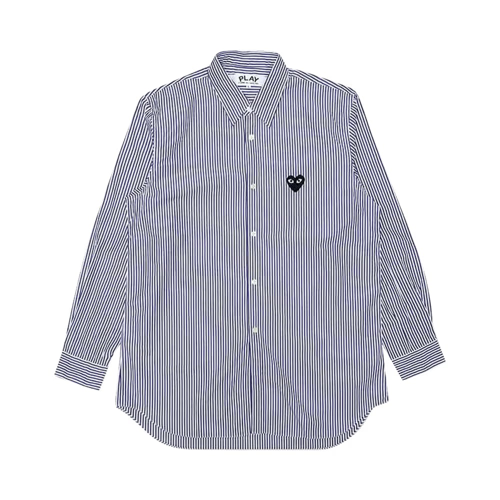 Comme des Garçons PLAY Black Emblem Stripe Button Down Blue