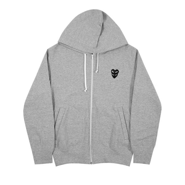 Comme des Garçons PLAY Heart Logo Zip Up Hoodie Grey