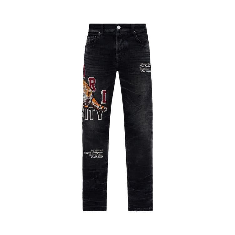 Amiri Amiri Varsity Tiger Straight Jean Faded Black