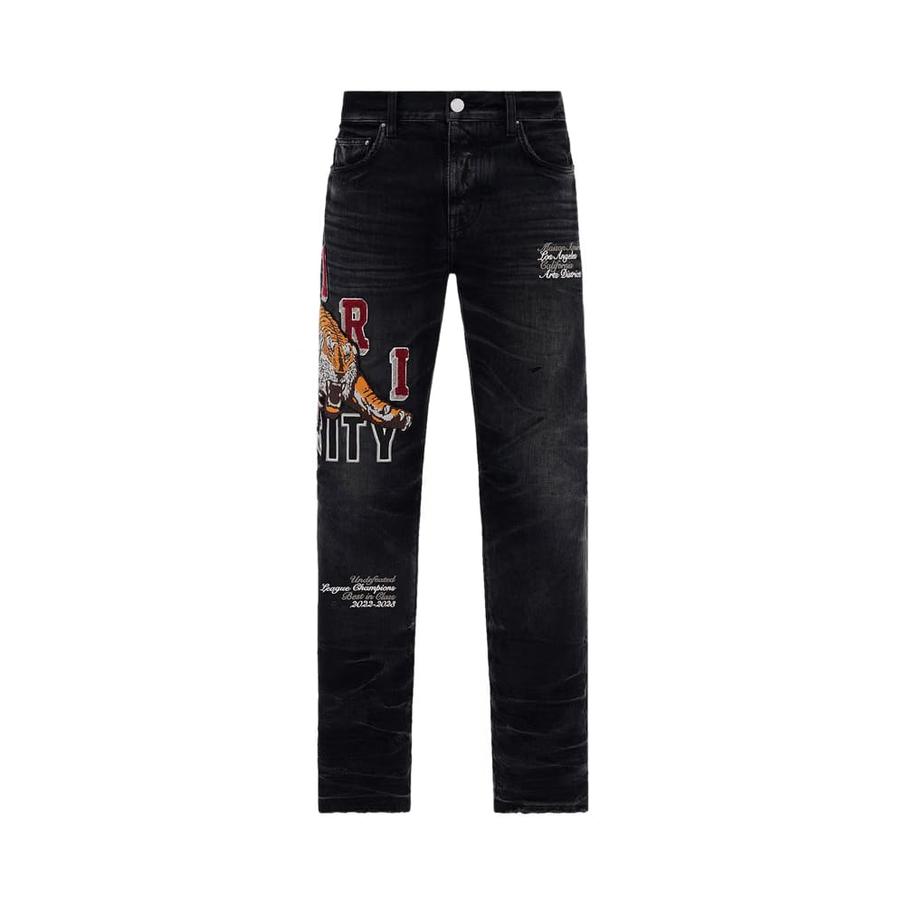 Amiri Amiri Varsity Tiger Straight Jean Faded Black