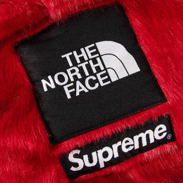 Supreme x The North Face Faux Fur Nuptse Jacket Red