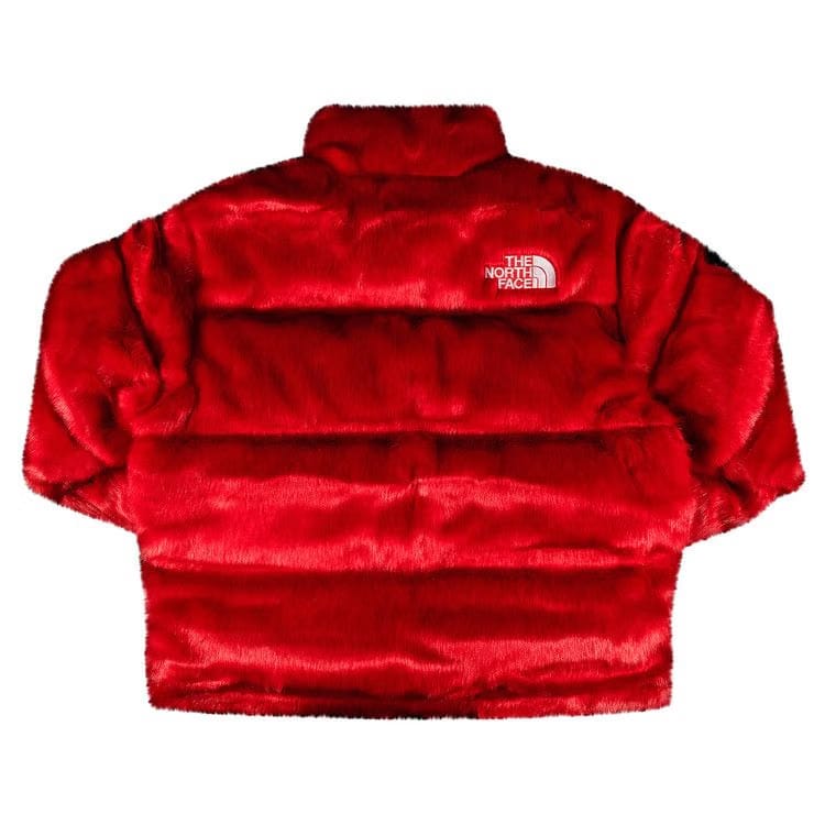 Supreme x The North Face Faux Fur Nuptse Jacket Red