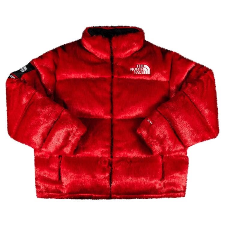 Supreme x The North Face Faux Fur Nuptse Jacket Red