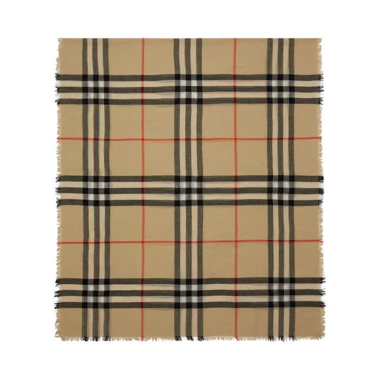 Burberry Check Wool Scarf Sand