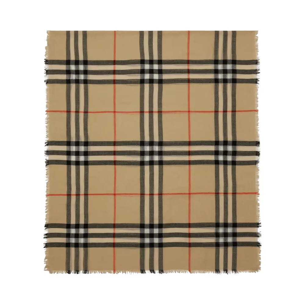 Burberry Check Wool Scarf Sand