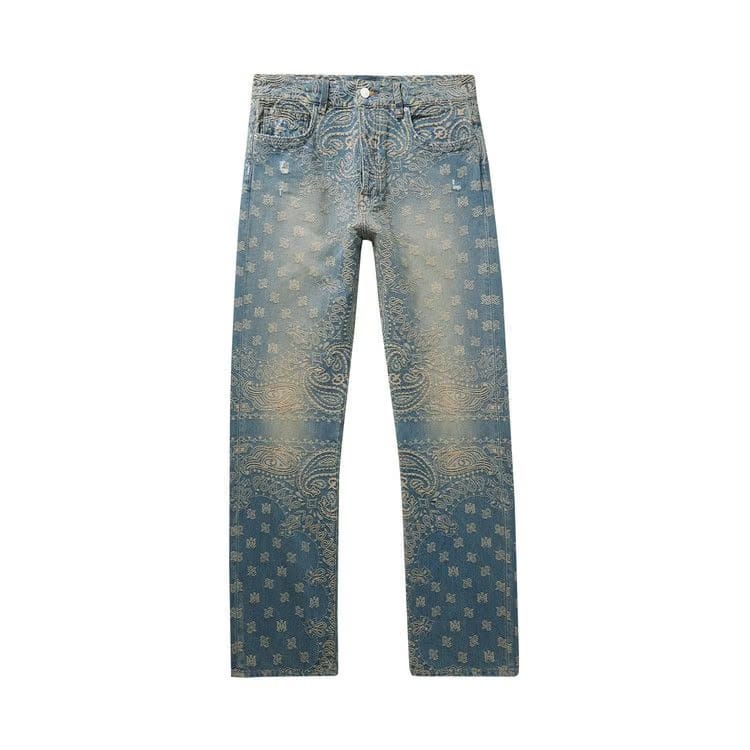Amiri Bandana Jacquard Straight Jean Indigo