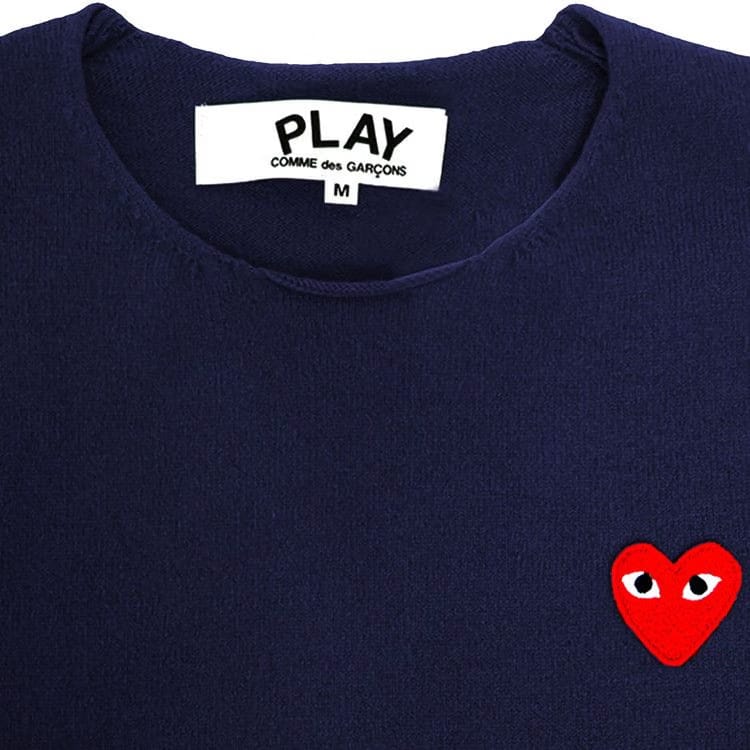 Comme des Garçons PLAY V-Neck Pullover Sweater Navy