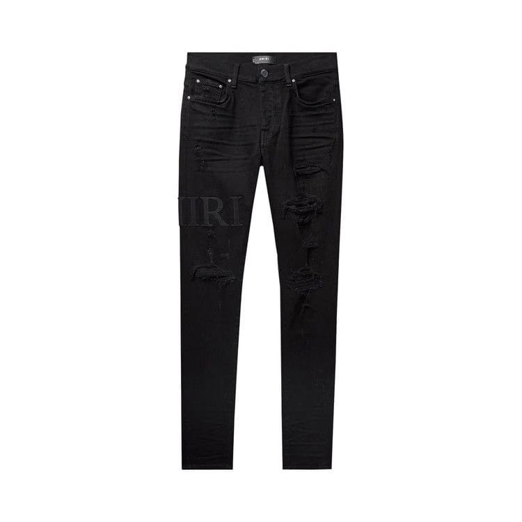 Amiri Serif Logo Jeans Black