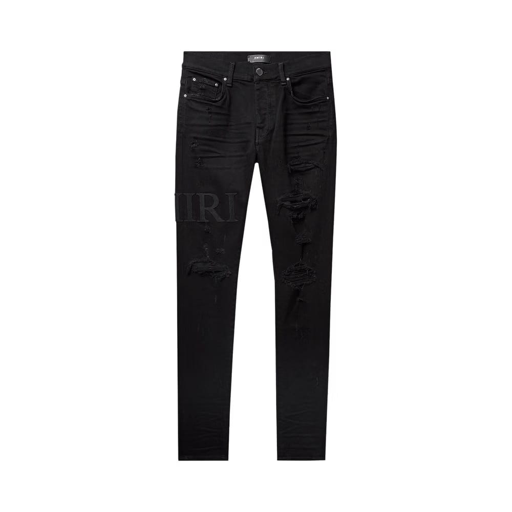 Amiri Serif Logo Jeans Black