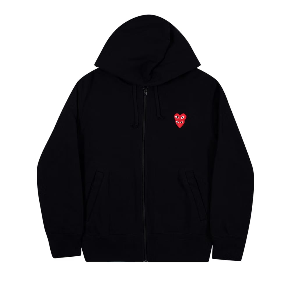 Comme des Garçons PLAY Heart Logo Zip Up Hoodie Black