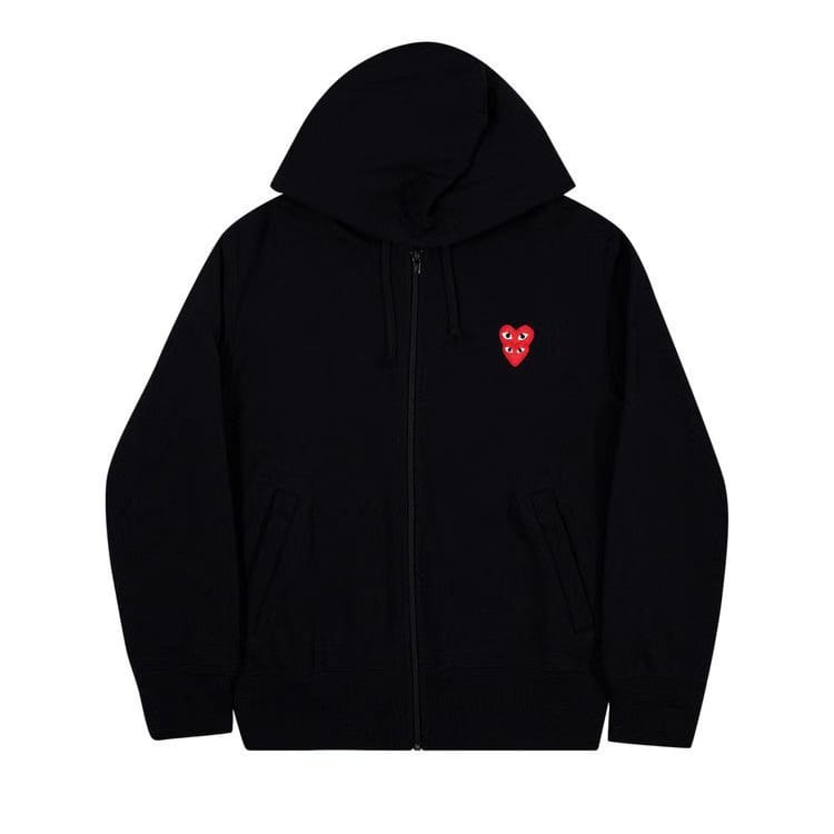 Comme des Garçons PLAY Heart Logo Zip Up Hoodie Black