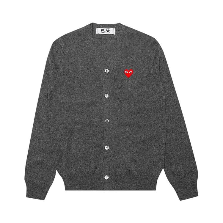 Comme des Garçons PLAY Knit Cardigan Red Heart Grey