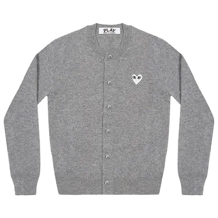 Comme des Garçons PLAY Heart Cardigan Light Grey