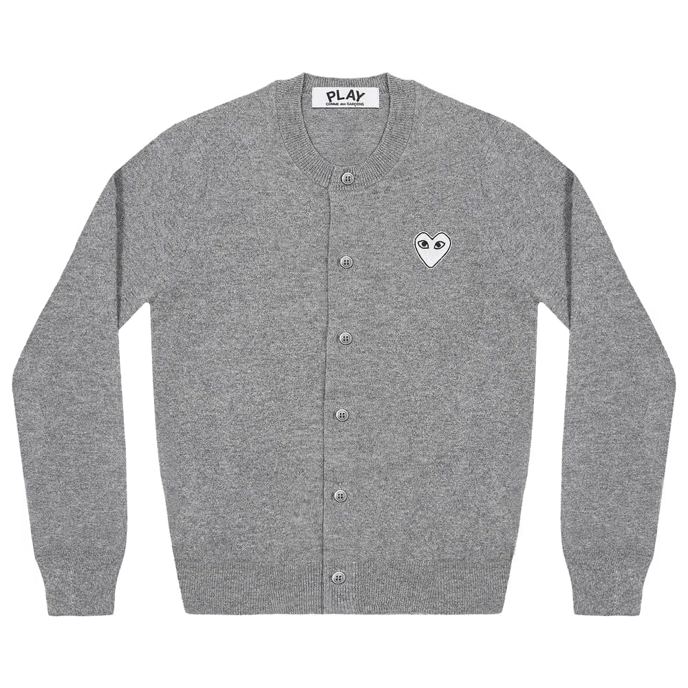 Comme des Garçons PLAY Heart Cardigan Light Grey