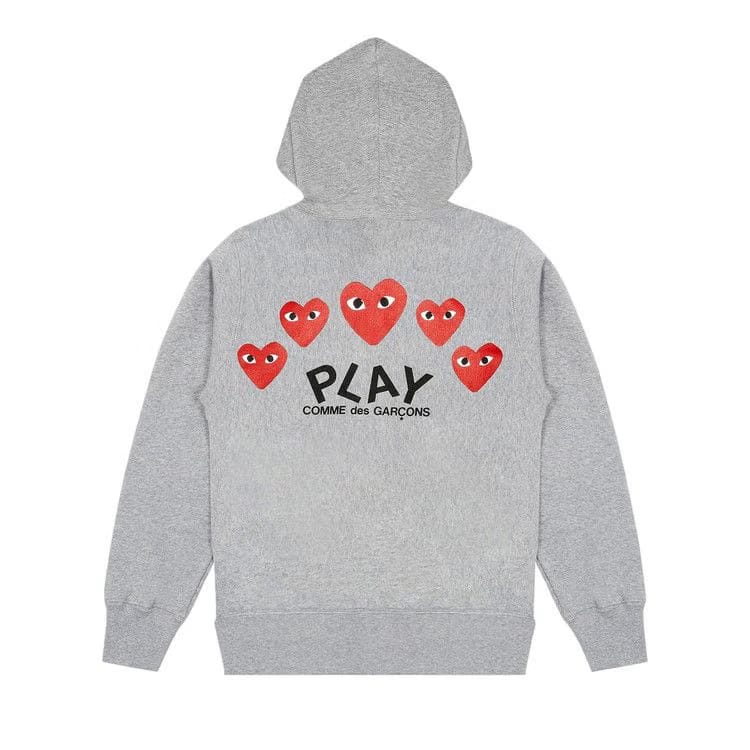 Comme des Garçons PLAY Multi Heart Zip Up Hoodie Grey