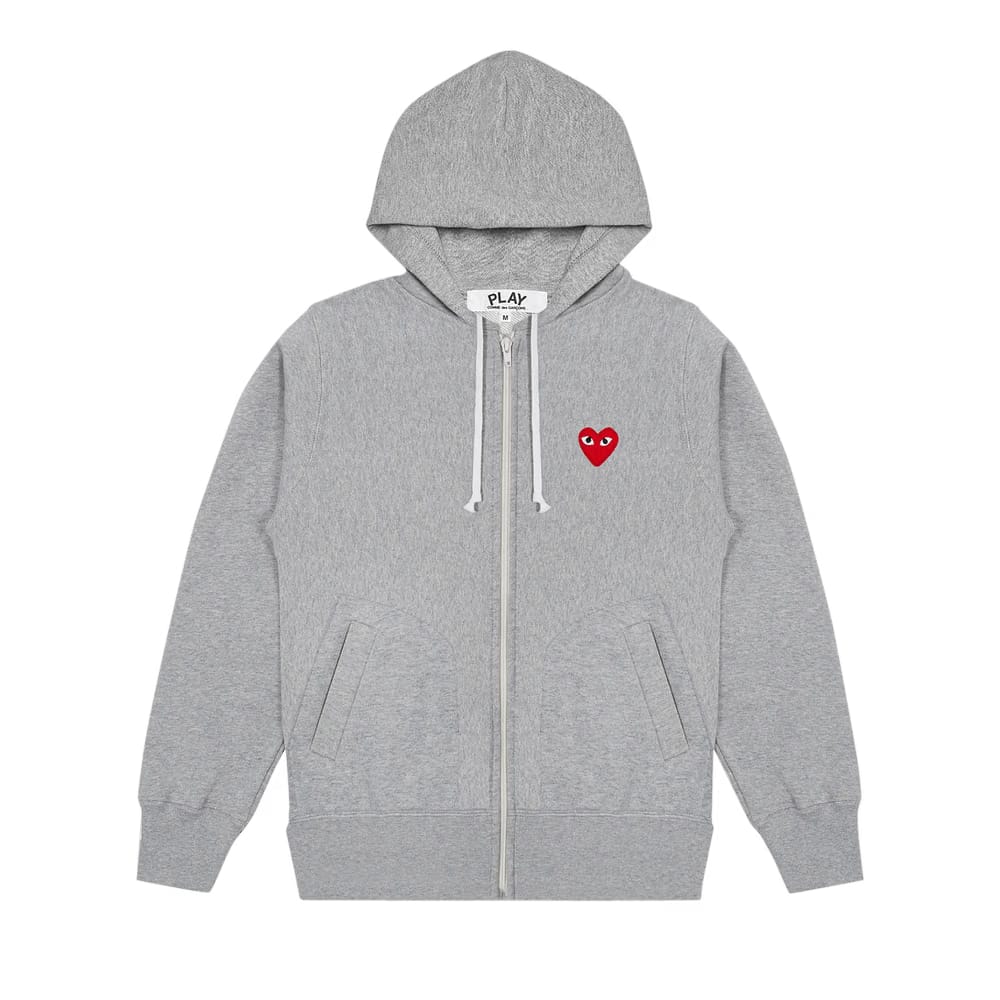 Comme des Garçons PLAY Multi Heart Zip Up Hoodie Grey