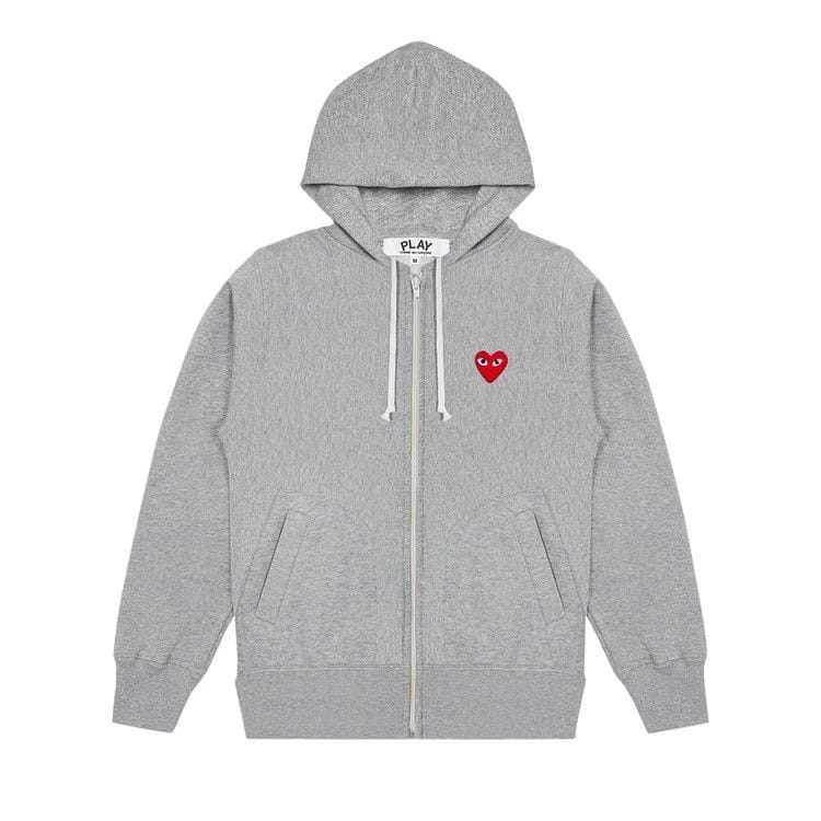 Comme des Garçons PLAY Multi Heart Zip Up Hoodie Grey