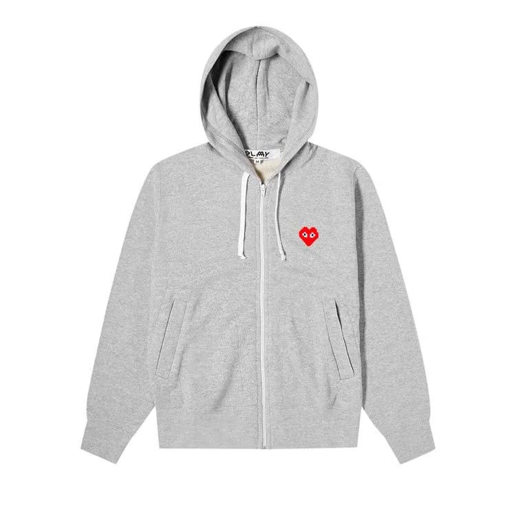 Comme des Garçons PLAY x Invader Heart Zip Up Hoodie Grey